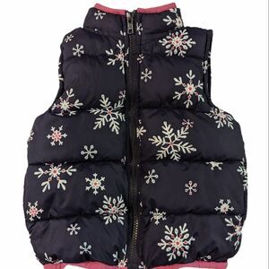 Girl's Gymboree Snowflake Navy Puffer Vest, Size XS 4